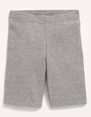 Rib-Knit Long Biker Shorts for Girls gray