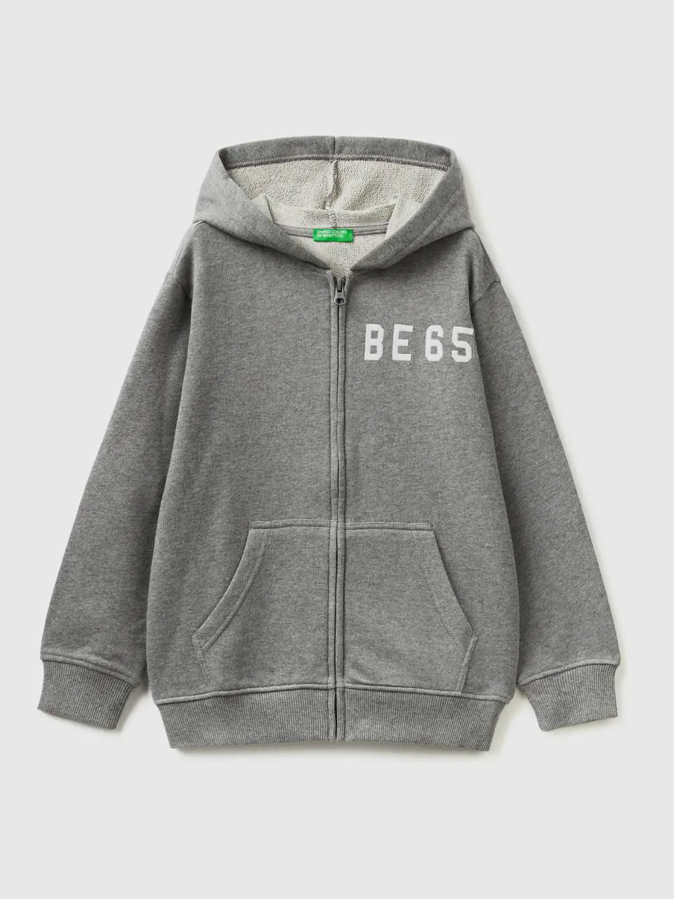 Benetton hoodie with zip and embroidered logo. 1