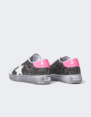 Kadın Düz Taban Bağcıklı Suni Deri Sneaker