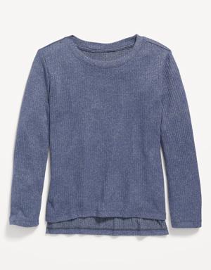 Cozy Rib-Knit Hi-Lo Hem Top for Girls green