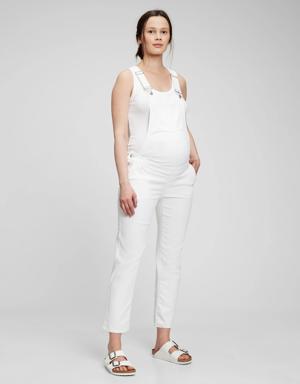 Maternity Denim Overalls white