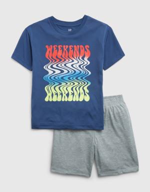 Kids 100% Recycled Graphic PJ Shorts Set blue