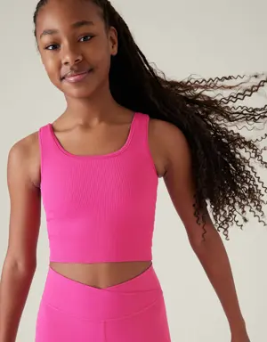 Athleta Girl Rise Above Rib Crop Tank pink