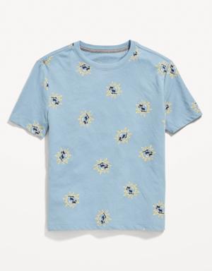 Softest Printed Crew-Neck T-Shirt for Boys blue