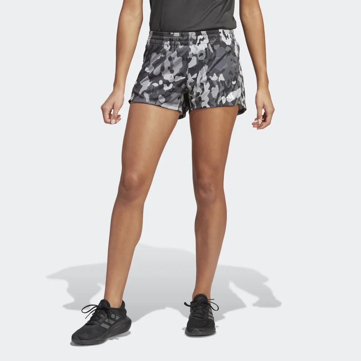 Adidas Pacer AEROREADY Train Essentials Minimal Branding Floral Print Shorts. 1