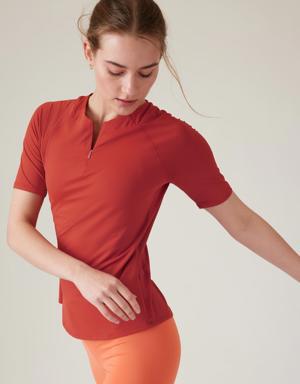 Athleta Sunchaser UPF 3/4 Sleeve Tee red