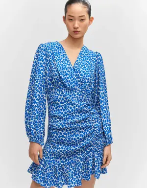 Printed ruched dress