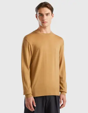 beige sweater in pure merino wool