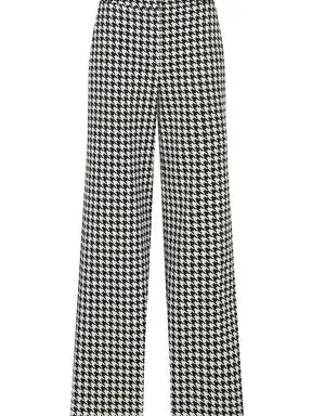 Crow's Foot Patterned Wide Leg Trousers