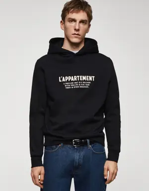 İşlemeli kapüşonlu sweatshirt