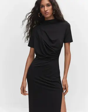 Knitted dress with drape detail