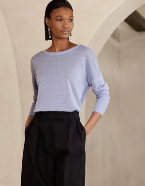 Cait Linen-Blend Long-Sleeve Sweater multi