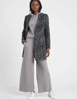 Petite Leopard Top Coat gray
