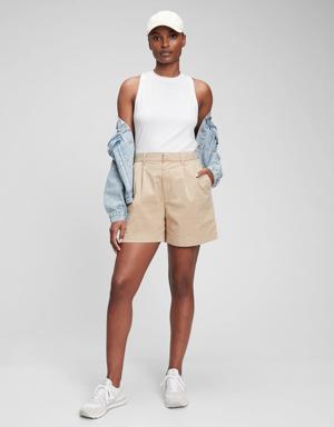 Gap High Rise Pleated Khaki Shorts with Washwell beige