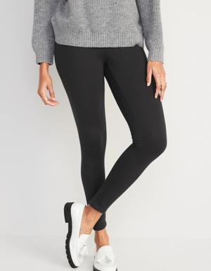 High-Waisted Fleece-Lined Leggings for Women black