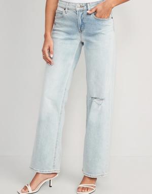 Mid-Rise Ripped Wide-Leg Jeans for Women blue
