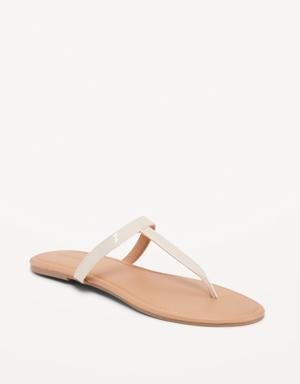 Faux-Leather T-Strap Sandals for Women beige