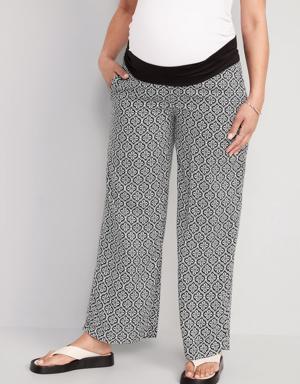 Old Navy Maternity Foldover-Waist Playa Soft-Spun Wide-Leg Pants multi