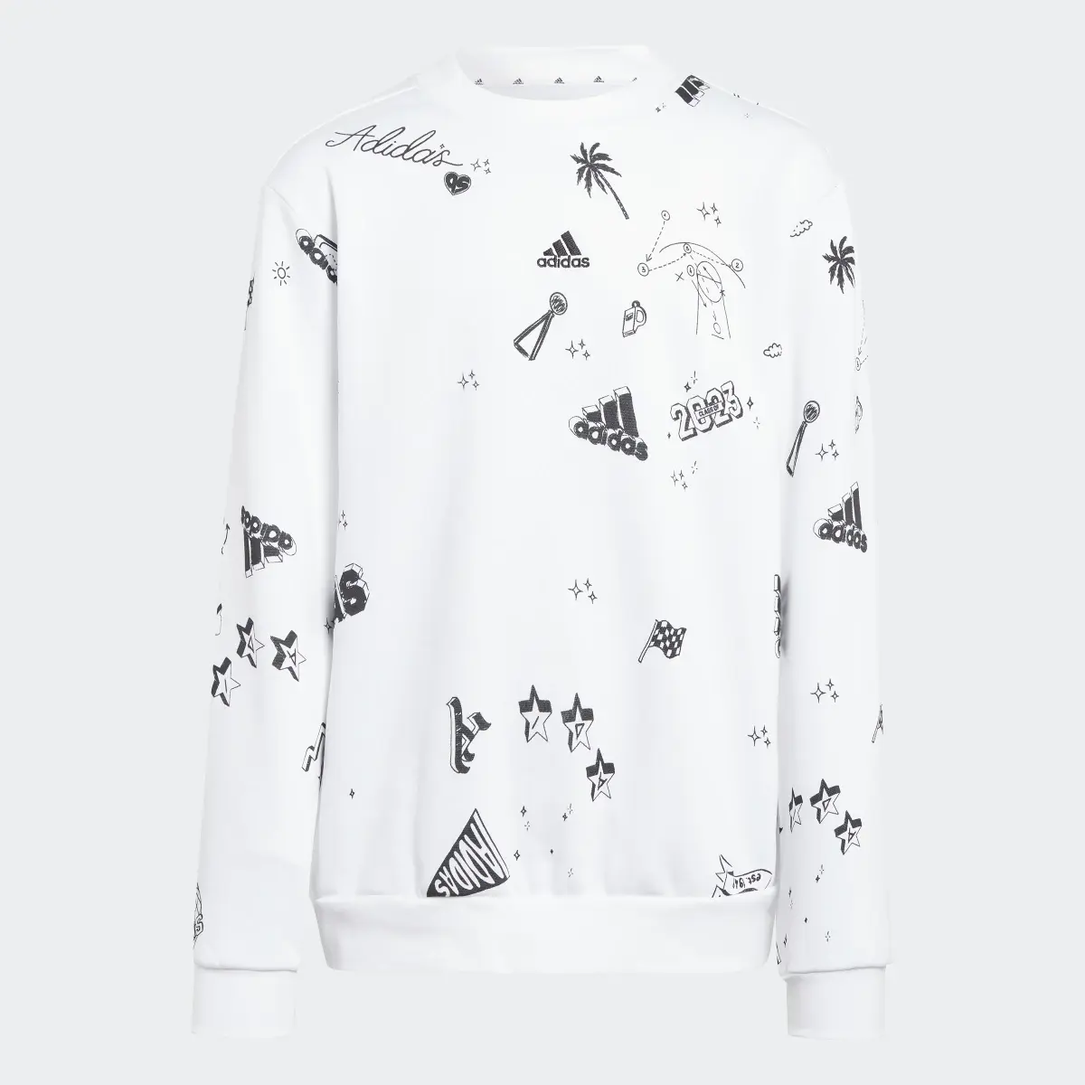 Adidas Brand Love Allover Print Crew Sweatshirt Kids. 1