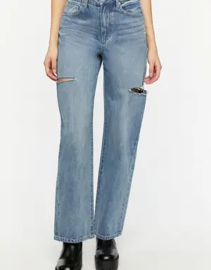 Forever 21 Split High Rise 90s Fit Jeans Medium Denim