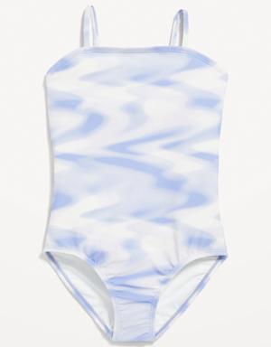 Old Navy Printed Bandeau One-Piece Swimsuit for Girls blue