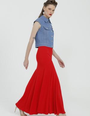 Red Skirt with Flounce