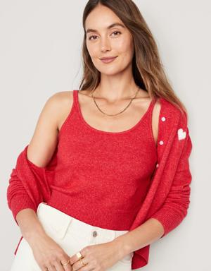 Cozy Cropped Sweater Tank Top for Women red