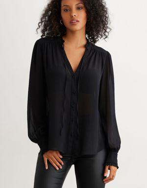 Claire Long Sleeve Sheer Blouse