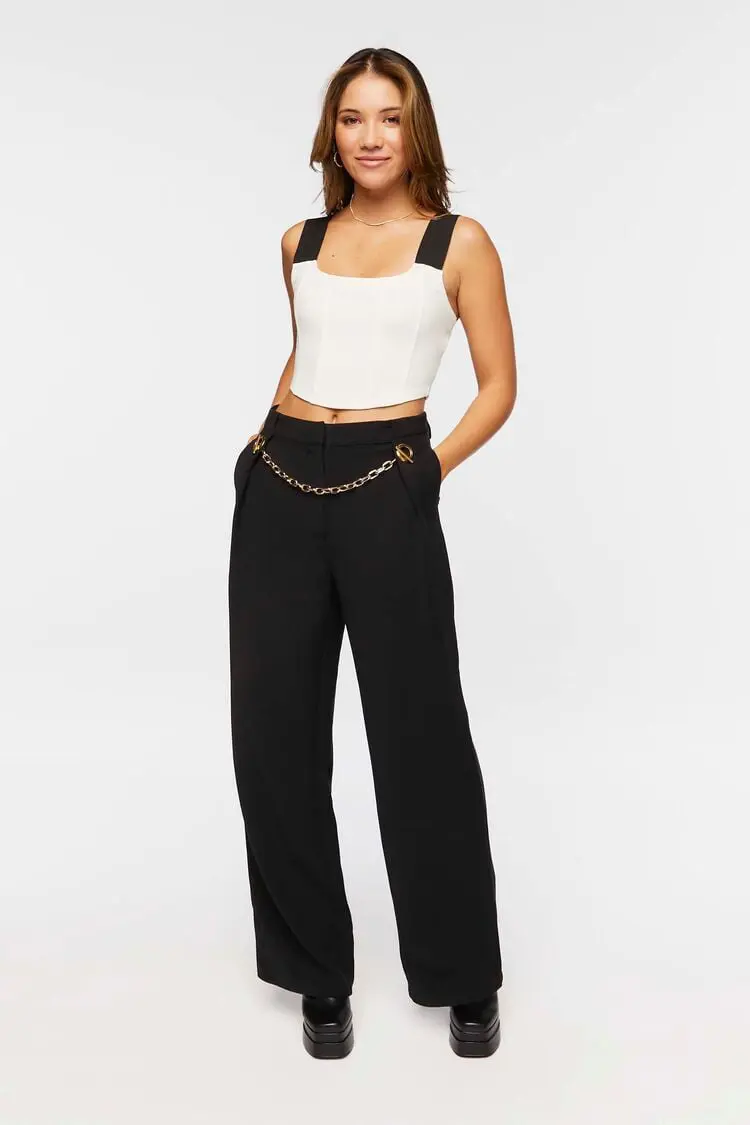 Forever 21 Forever 21 Toggle Chain High Rise Trousers Black. 1