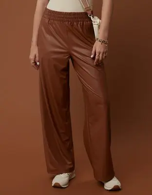 American Eagle By Aerie Real Luxe Faux Leather Wide Leg Pant. 1