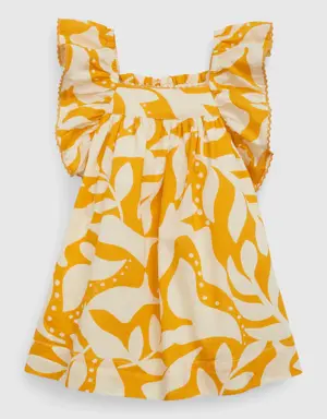 Baby Tropical Flutter Sleeve Dress yellow