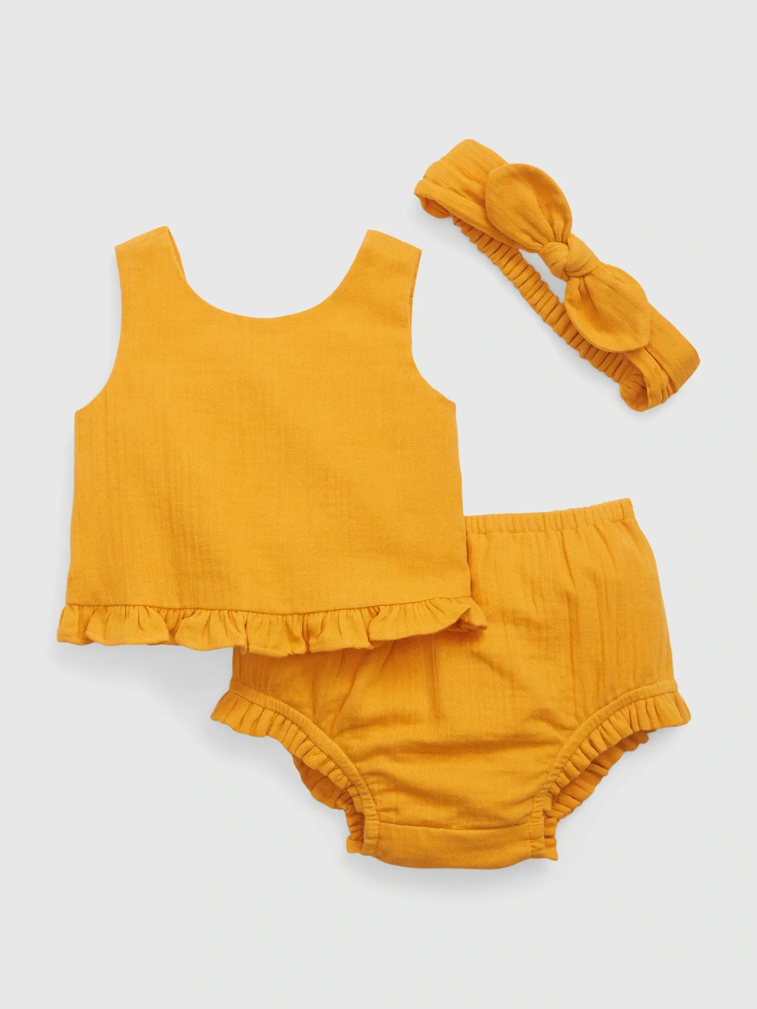 Gap Baby Crinkle Gauze Three-Piece Outfit Set yellow. 1