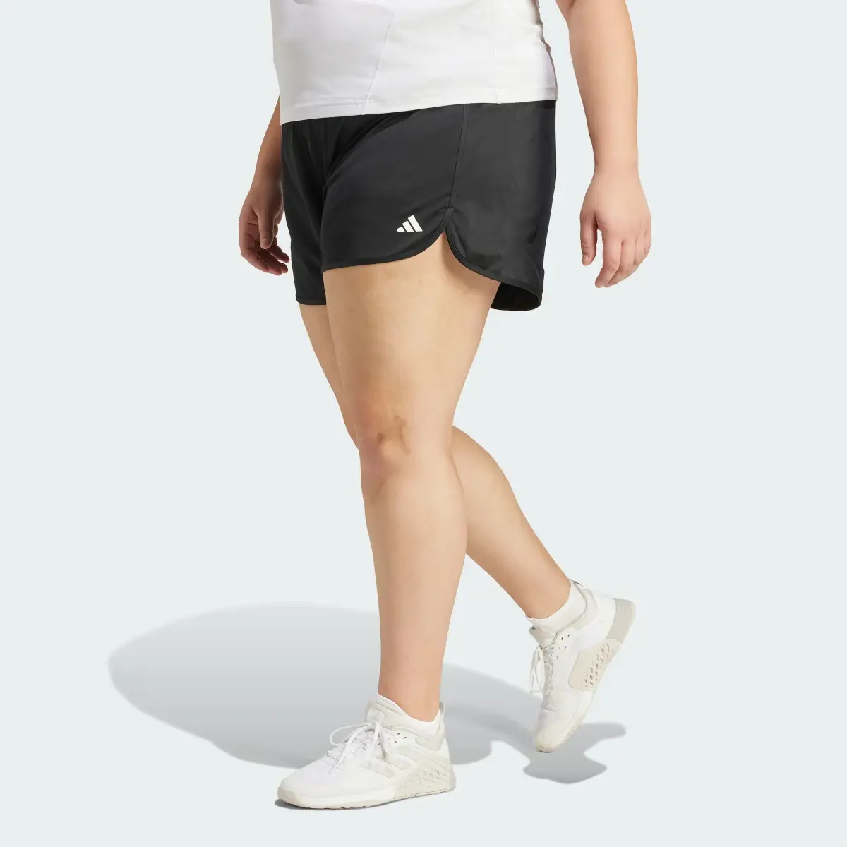 Adidas Pacer Essentials Knit High-Rise Shorts (Plus Size). 1