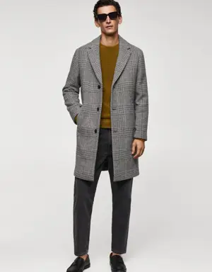 Prince of Wales checked wool coat