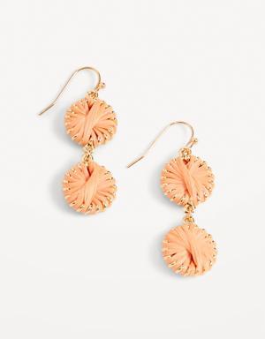 Gold-Plated Raffia-Wrapped Dangle Earrings for Women yellow
