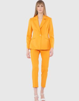 Fit Cut Blazer Single Button Orange Jacket