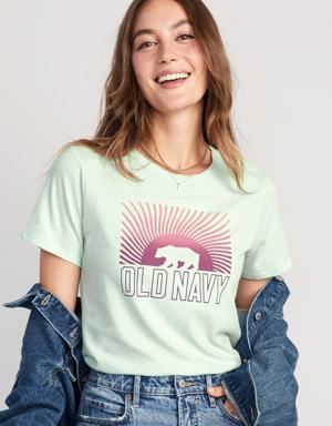 Old Navy EveryWear Logo Graphic T-Shirt for Women green