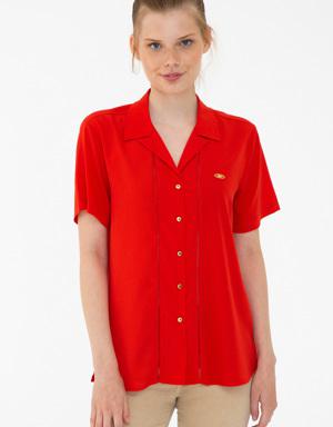 Kadın Kırmızı Kısa Kollu Gömlek