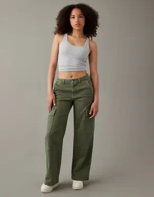Stretch Curvy High-Waisted Baggy Wide-Leg Cargo Pant