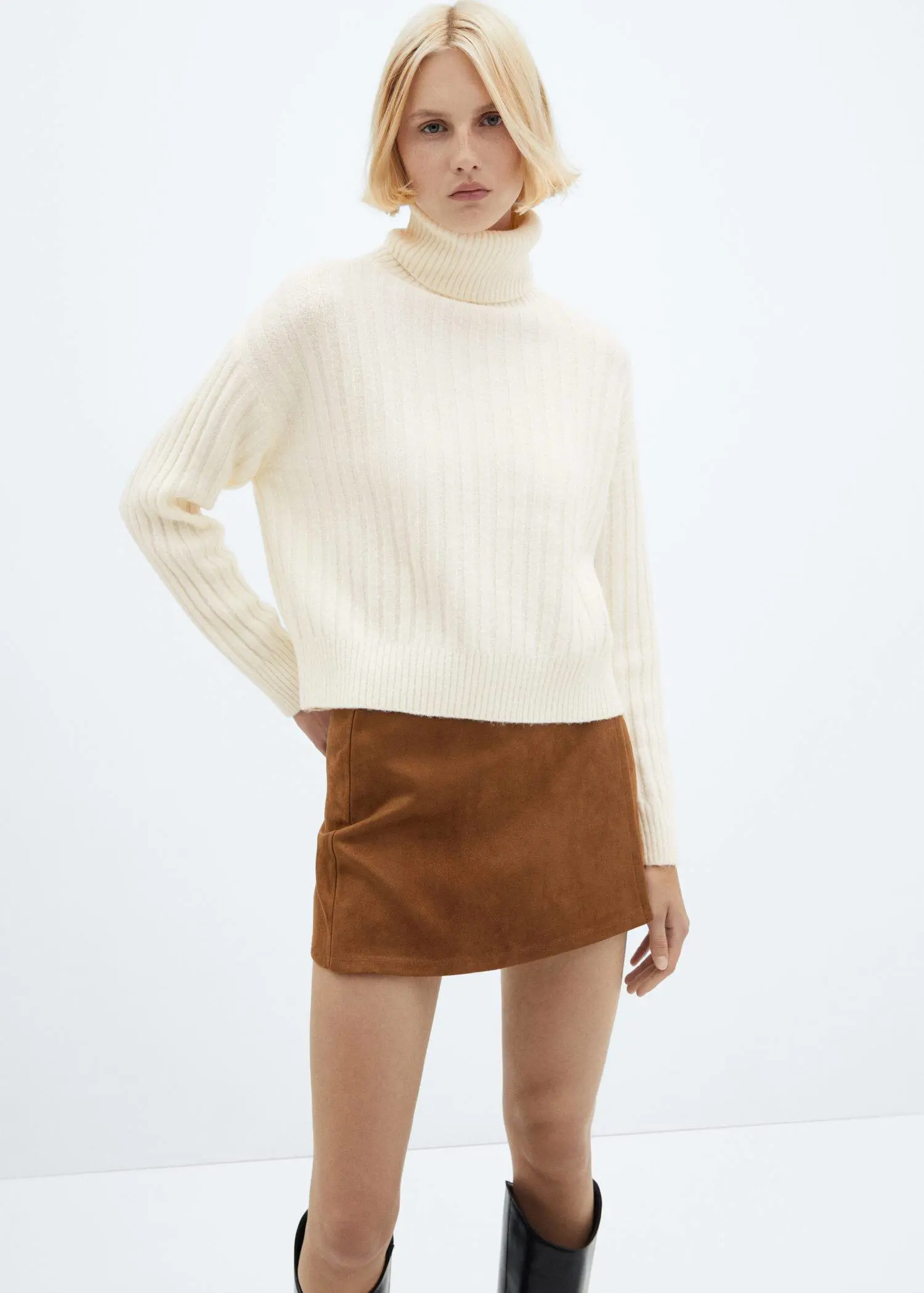 Mango Rolled neck cable sweater. 2