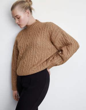 Mango Braided sweater with perkins neck