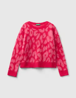 animal print sweater in wool blend