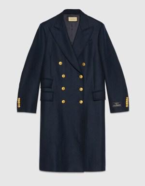 Cashmere coat with label detail