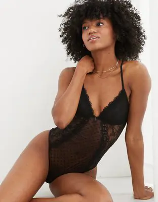 American Eagle Show Off Park Picnic Lace Plunge Bodysuit. 1