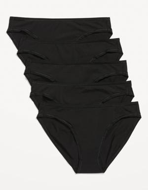 Mid-Rise Cotton-Blend Bikini Underwear 5-Pack black