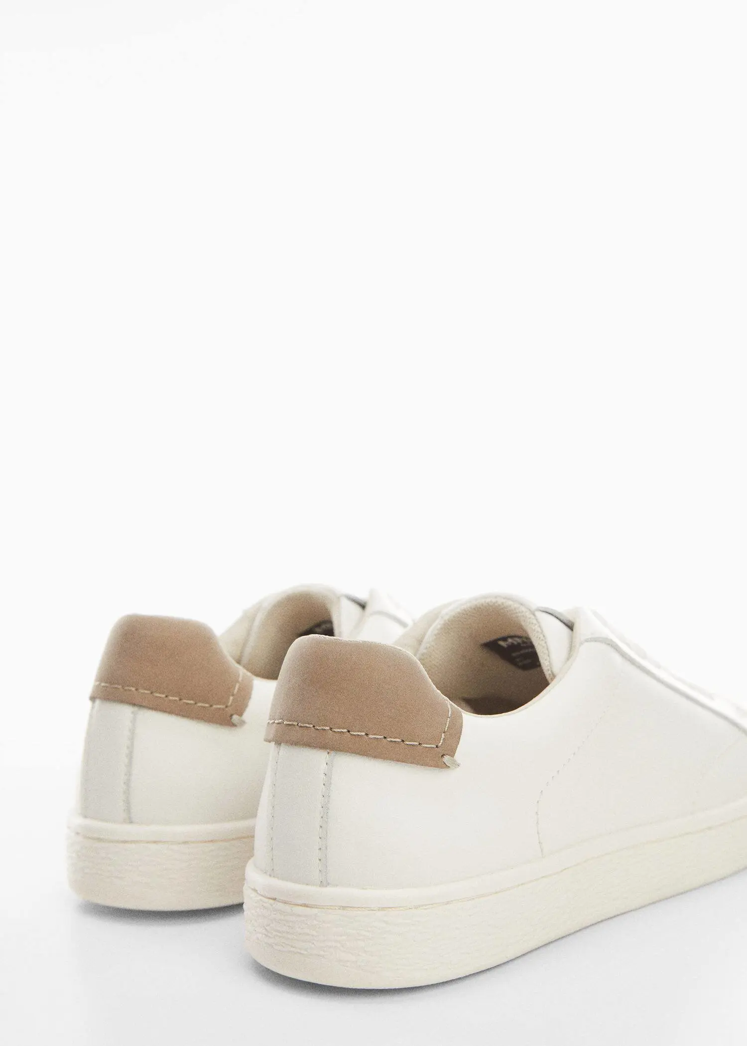 Mango Contrasting panel leather sneakers. 3