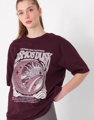 Cosmos Dusk Baskılı Oversize T-shirt