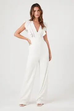 Forever 21 Forever 21 Butterfly Sleeve Jumpsuit White. 2