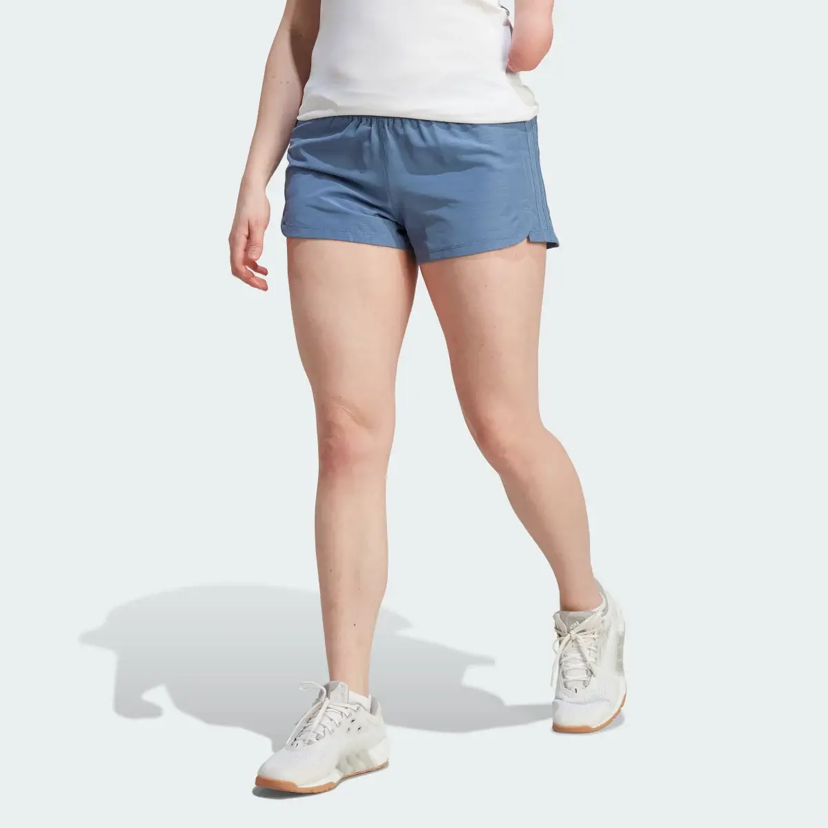 Adidas Pacer 3-Stripes Woven Heather Shorts. 1