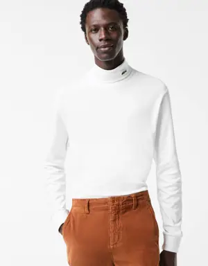 Lacoste T-shirt manches longues homme à col roulé en coton biologique
